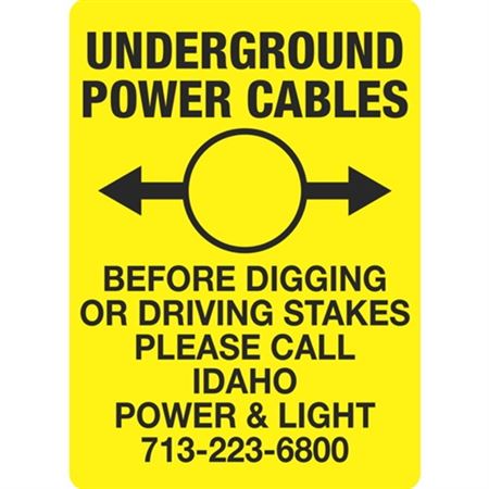 Underground Power Cables - 10" x 14" Sign